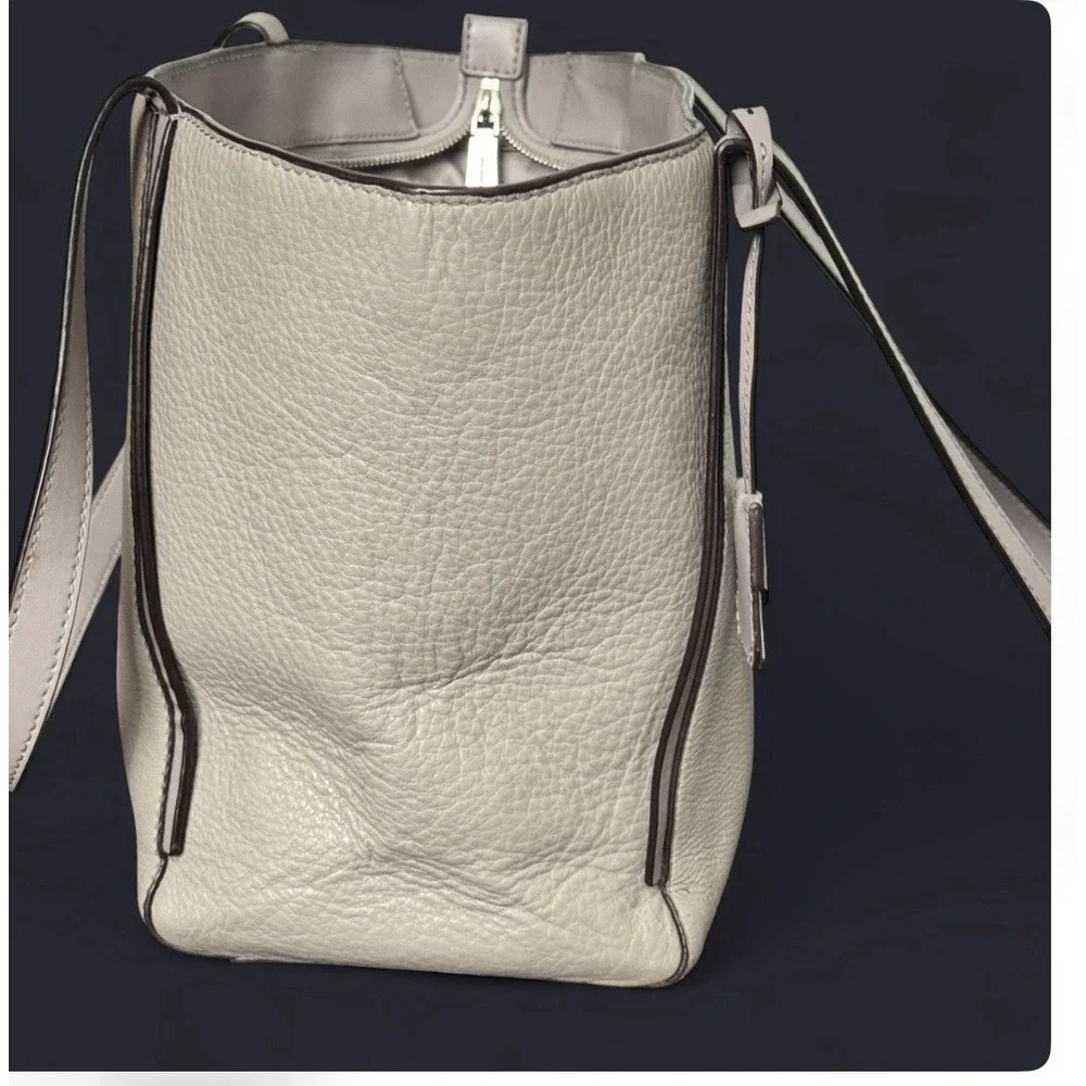 Michael Kors Pebbled‎ Leather Tote Shoulder Bag Grey Beige Office Quiet Luxury
